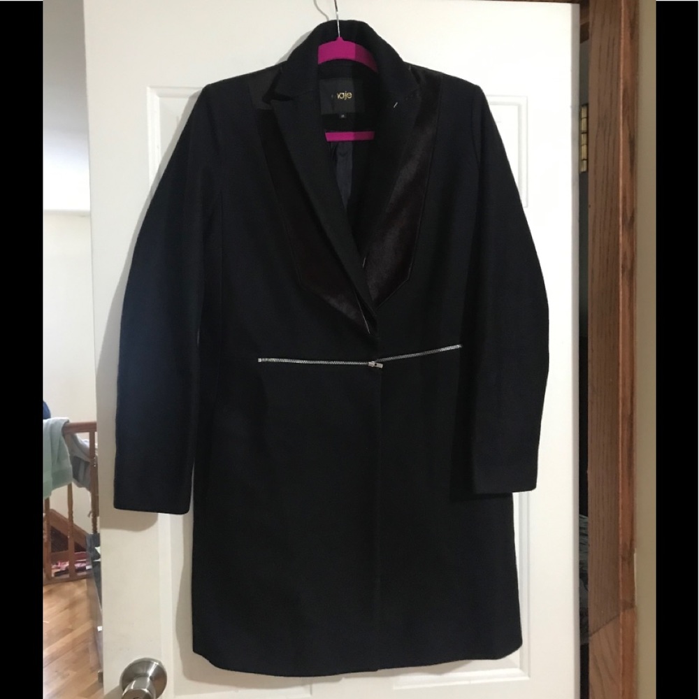 Maje Dark Blue Blazer/coat with burgundy lapel - Picture 4 of 16